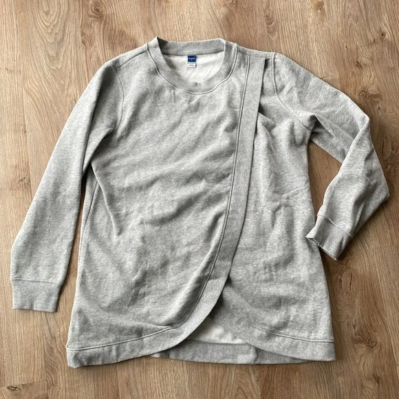 Old Navy Maternity Cross-Front Nursing Sweatshirt, Large, Grey - Picture 2 of 4